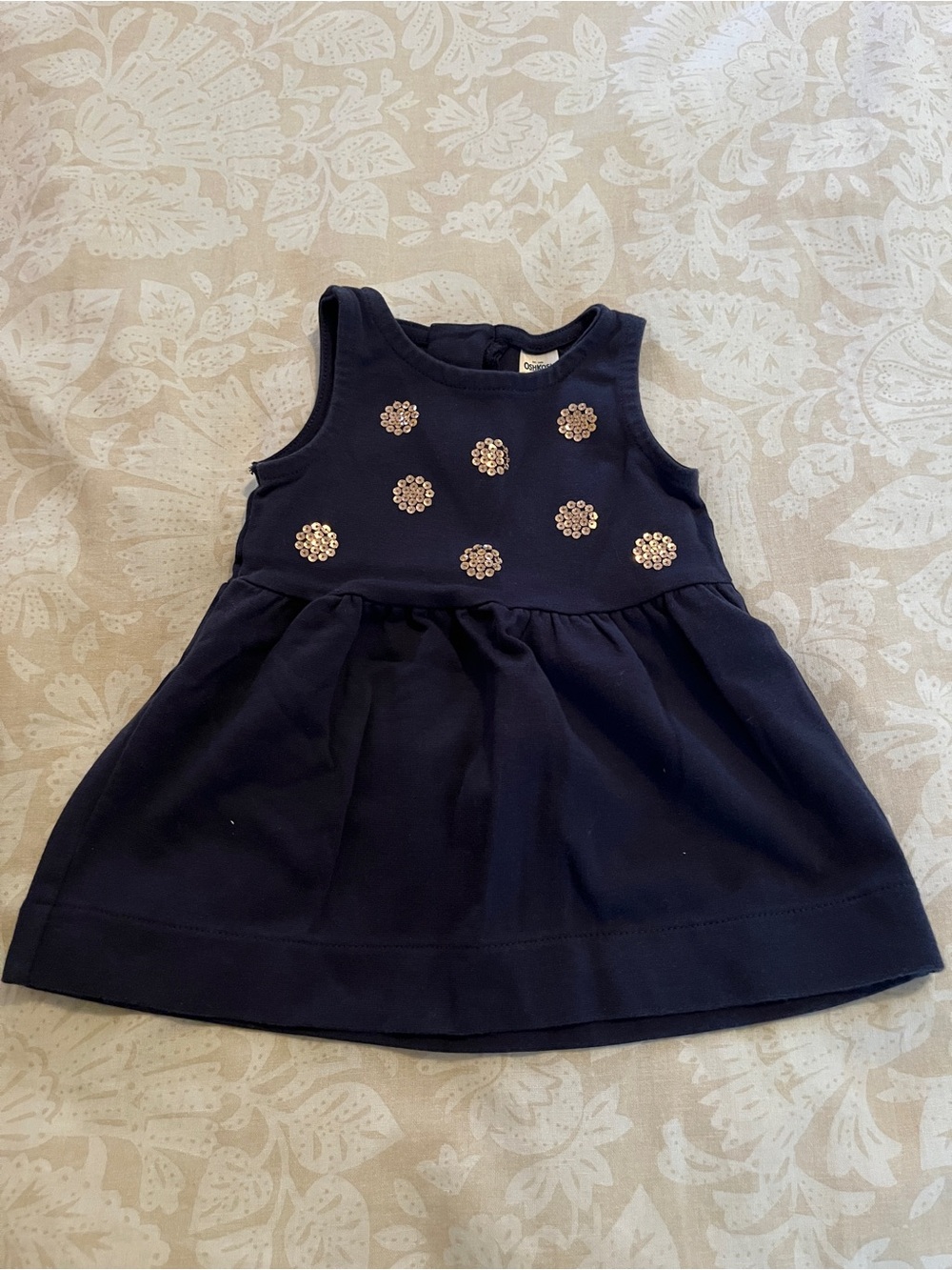 OshKosh B'gosh Navy Sleeveless Dress with Gold Sequin Flowers